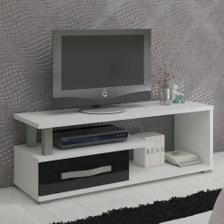 Garnero Arredamenti Mobile porta TV 118x43h cm 1 cassetto biaco opaco nero lucido Eddy Online