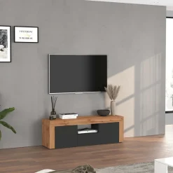 Garnero Arredamenti Mobile porta tv 155x51h cm antracite rovere Block Antracite - Rovere Online