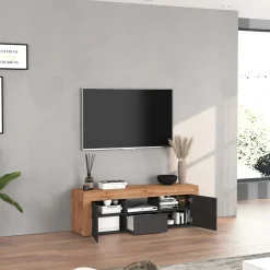 Garnero Arredamenti Mobile porta tv 155x51h cm antracite rovere Block Antracite - Rovere Online