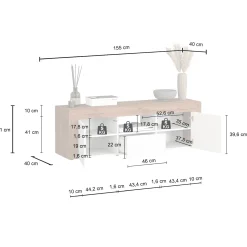 Garnero Arredamenti Mobile porta tv 155x51h cm antracite rovere Block Antracite - Rovere Online