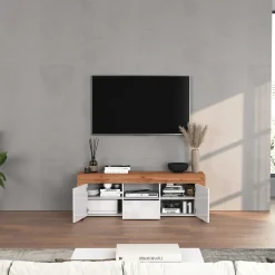 Garnero Arredamenti Mobile porta tv 155x51h cm bianco lucido rovere Block Bianco Lucido - Rovere Online