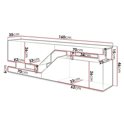Garnero Arredamenti Mobile porta TV 160x46h cm design moderno rovere antracite Modesta Antracite - Rovere Clearance