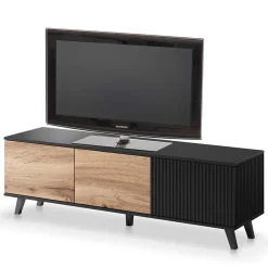Garnero Arredamenti Mobile porta TV 150x47h cm design moderno industrial rovere nero Nandina Online