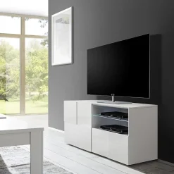 Garnero Arredamenti Mobile porta TV 121x57h cm laccato Obsession Bianco Lucido Outlet