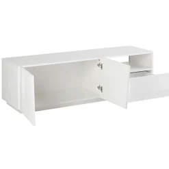 Garnero Arredamenti Mobile porta TV 150x46h cm moderno Candia Gihome® Bianco Lucido