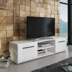Garnero Arredamenti Mobile porta TV 160x40h cm moderno soggiorno bianco lucido Cold Clearance