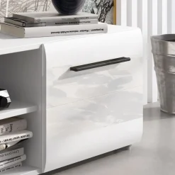 Garnero Arredamenti Mobile porta TV 160x40h cm moderno soggiorno bianco lucido Cold Clearance