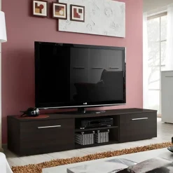 Garnero Arredamenti Mobile porta TV 180x35h cm moderno wengè Tokio Gihome® Discount