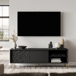 Garnero Arredamenti Mobile porta TV 180x58h cm soggiorno nero oro Osaka Clearance