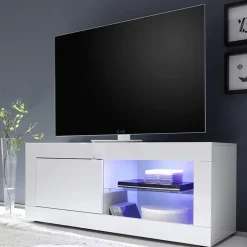 Garnero Arredamenti Mobile porta TV 140x56h cm soggiorno Eternity Bianco Lucido Best