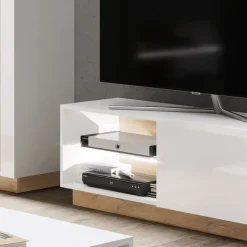 Garnero Arredamenti Mobile porta TV 138x46h cm soggiorno bianco rovere Noa Gihome® Best