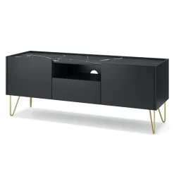 Garnero Arredamenti Mobile porta TV 144x55h cm soggiorno nero effetto marmo Sirena Online