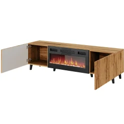 Garnero Arredamenti Mobile TV con camino 181x50h cm moderno cannettato Essence Quercia Best