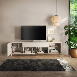 Garnero Arredamenti Mobile TV 241x67h cm 2 ante 1 cassetto beige rovere scuro Witty Noce - Beige