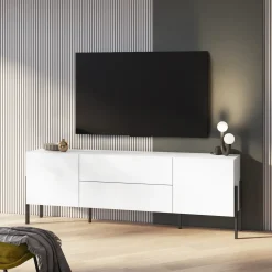 Garnero Arredamenti Mobile TV 200x70h cm 2 ante 2 cassetti moderno bianco Simple Bianco Opaco Discount