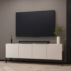 Garnero Arredamenti Mobile TV 200x70h cm 4 ante moderno cashmere Simple Beige Outlet