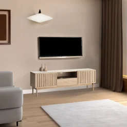 Garnero Arredamenti Mobile TV 159x53h cm design cannettato rovere Colby New