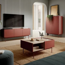 Garnero Arredamenti Mobile TV 144x55h cm design moderno rosso Passion Best