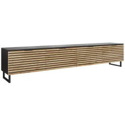 Garnero Arredamenti Mobile TV 200x40h cm design rustico cannettato rovere nero List Clearance