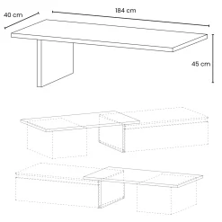 Garnero Arredamenti Panca da terra 184x45h cm Sunset Antracite