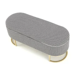 Garnero Arredamenti Panca moderna 105x42cm in tessuto nero bianco oro Denes Clearance