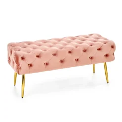 Garnero Arredamenti Panca moderna 100x45cm in tessuto rosa oro Napoleon