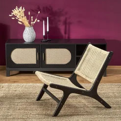 Garnero Arredamenti Panca relax moderna in rattan naturale Salvin Nero Discount