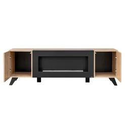 Garnero Arredamenti Parete attrezzata con biocamino 340x192h cm noce con stampa nera Mendes Clearance