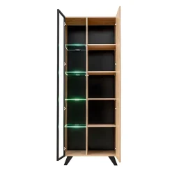 Garnero Arredamenti Parete attrezzata con biocamino 340x192h cm noce con stampa nera Mendes Clearance