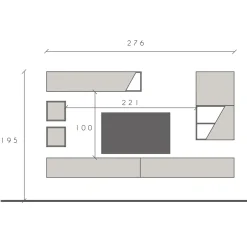 Garnero Arredamenti Parete attrezzata sospesa 276x210h cm moderna beige rovere scuro Sunset 75