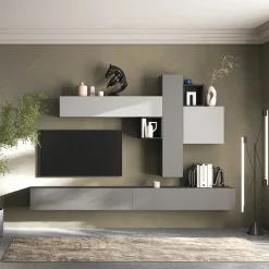 Garnero Arredamenti Parete attrezzata sospesa 276x210h cm moderna grigio antracite Sunset 84 Best