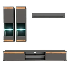 Garnero Arredamenti Parete attrezzata 175x148h cm rovere antracite Siviglia Gihome® Best