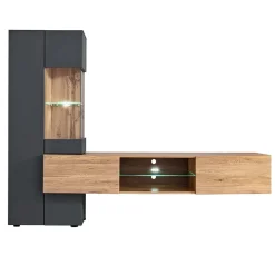 Garnero Arredamenti Parete attrezzata 210x160h cm soggiorno moderna rovere antracite Picasso Online