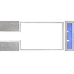 Garnero Arredamenti Parete attrezzata 230x95h cm soggiorno bianco cemento Almada Gihome® New