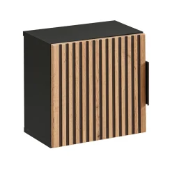 Garnero Arredamenti Pensile bagno sospeso 35x35h cm cannettato 1 anta quercia antracite Limpid