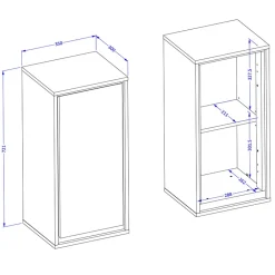Garnero Arredamenti Pensile bagno sospeso 35x72h cm 1 anta nero Linda Bianco Lucido Best