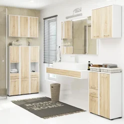 Garnero Arredamenti Pensile bagno sospeso 60x60h cm 2 ante rovere bianco Woters Bianco Opaco - Rovere Online