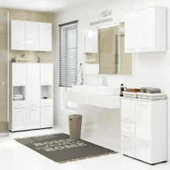 Garnero Arredamenti Pensile bagno sospeso 60x60h cm 2 ante Woters Bianco Lucido