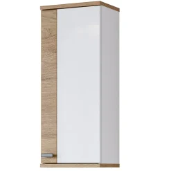 Garnero Arredamenti Pensile bagno sospeso 35x84h cm 1 anta bianco lucido rovere Crystal Clearance
