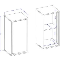 Garnero Arredamenti Pensile bagno sospeso 35x72h cm 1 anta nero Linda Tortora Sale
