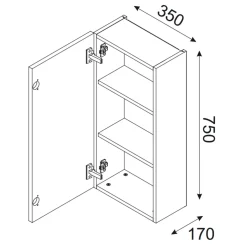 Garnero Arredamenti Pensile bagno sospeso 35x75h cm 1 anta beige rovere Swim Beige - Rovere Outlet