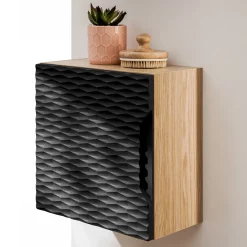Garnero Arredamenti Pensile cubo bagno sospeso 35x35h cm 1 anta nero rovere Swim Nero - Rovere New