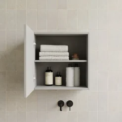 Garnero Arredamenti Pensile cubo sospeso bagno 55x50h cm 1 anta reversibile Sunset Grigio chiaro Clearance