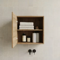 Garnero Arredamenti Pensile cubo sospeso bagno 55x50h cm 1 anta reversibile chiaro Sunset Rovere Online