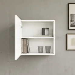 Garnero Arredamenti Pensile cubo sospeso 55x50h cm 1 anta reversibile Sunset Bianco Lucido Discount