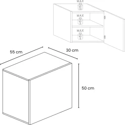 Garnero Arredamenti Pensile cubo sospeso 55x50h cm 1 anta reversibile Sunset Bianco Lucido Discount