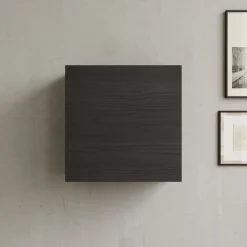 Garnero Arredamenti Pensile cubo sospeso 55x50h cm 1 anta reversibile Sunset Nero Frassinato Best