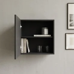 Garnero Arredamenti Pensile cubo sospeso 55x50h cm 1 anta reversibile Sunset Nero Frassinato Best