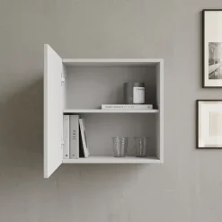 Garnero Arredamenti Pensile cubo sospeso 55x50h cm 1 anta reversibile Sunset Grigio chiaro Sale