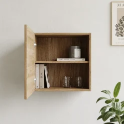 Garnero Arredamenti Pensile cubo sospeso 55x50h cm 1 anta reversibile Sunset Rovere Chiaro Discount